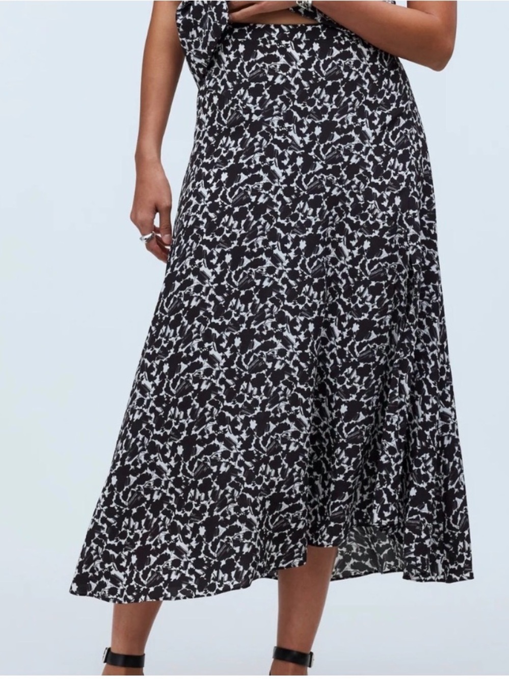 Madewell Black and White Abstract Print Midi Skirt | NWT | Size 2 (fits 6-8)